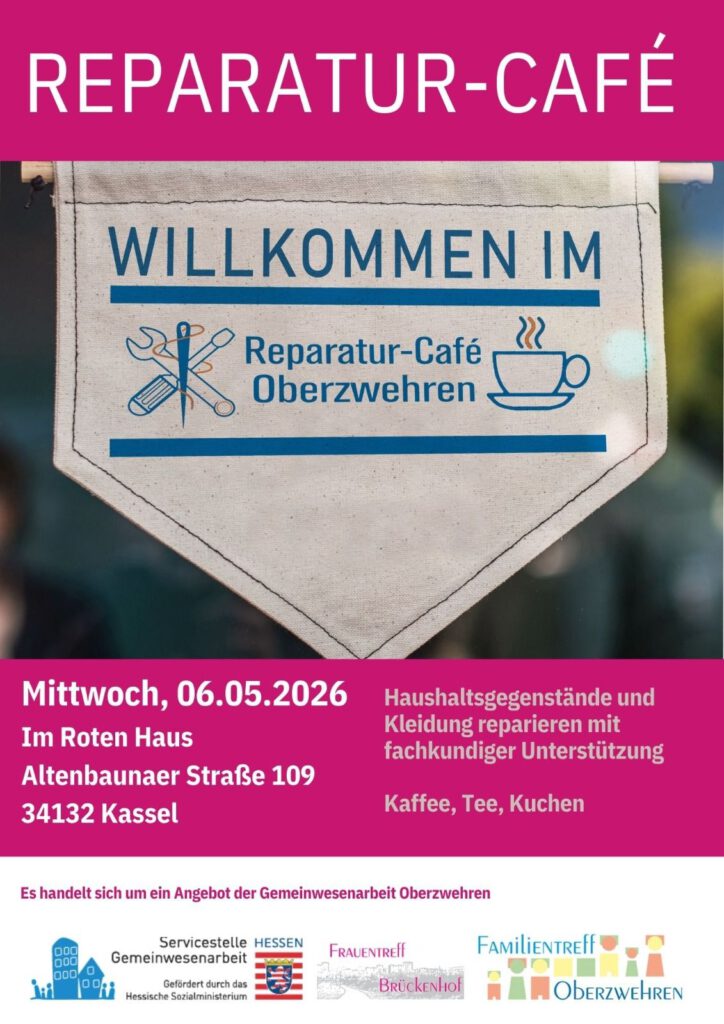 Reparatur-Cafe - im Roten Haus - Mittwoch, 6. Mai 2026